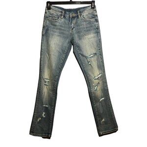 BlankNYC Women Jeans Size 26 Bootcut Extremely Distressed Holed Ripped Blue Fade